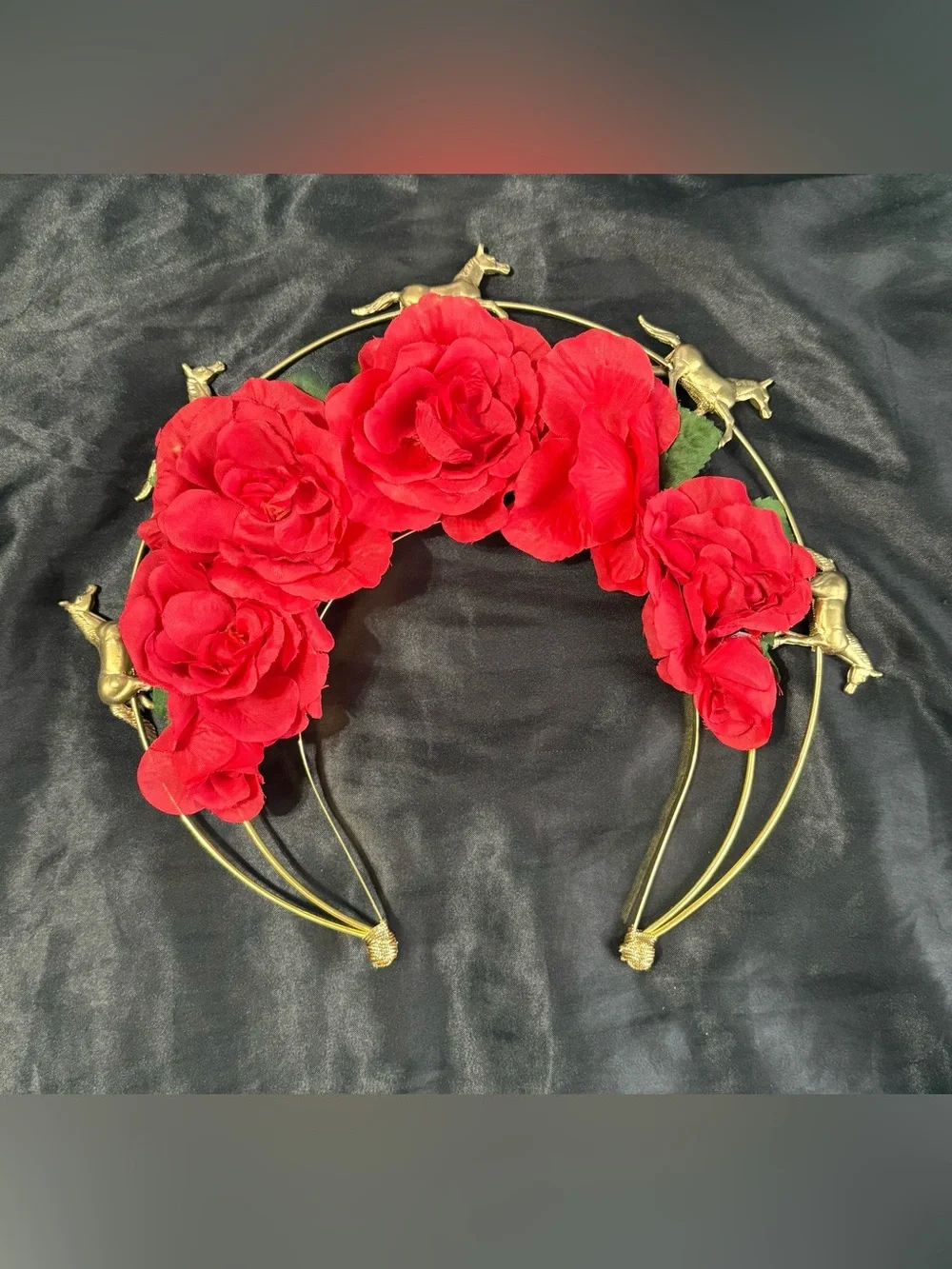 Sale‼️ Red Rose Halo Headpiece Floral Kentucky Derby Crown
